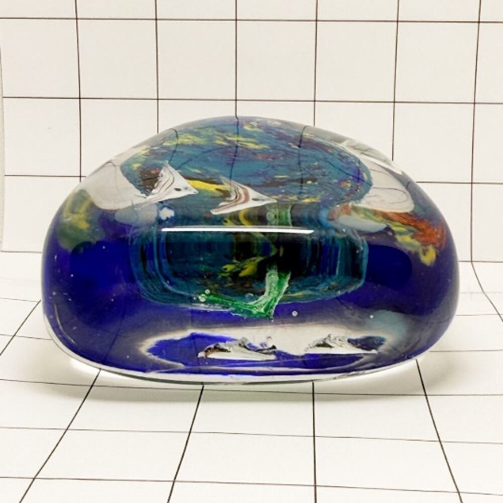 Murano Style Italian Art Glass Aquarium Paperweight Angel Fish 4” Vintage - Picture 6 of 8